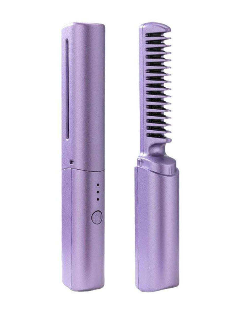Электрическая портативная расческа-выпрямитель, стайлер для волос и бороды фиолетовая