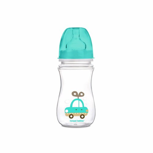 Бутылочка Canpol Babies Easy Start Toys антиколиковая с широким горлышком 240мл Бирюзовая соска canpol babies для узкого горлышка 1 шт