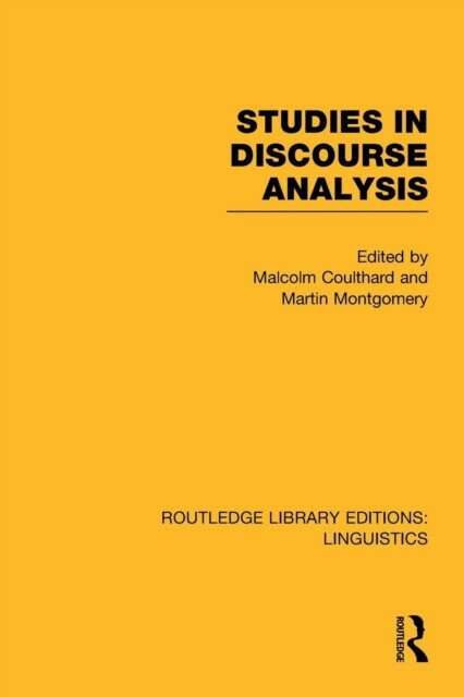 Studies in Discourse Analysis (Rle Linguistics B: Grammar)