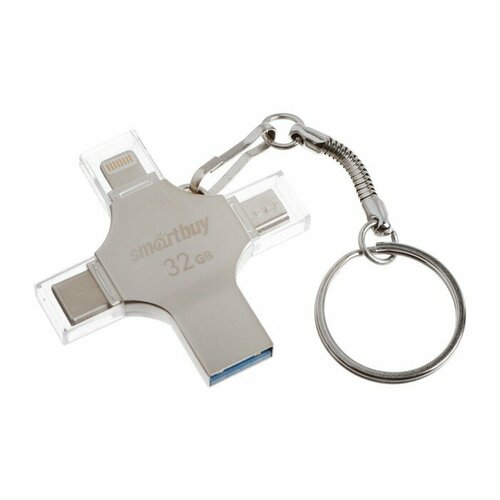 Флешка Smartbuy MC15 Metal Quad 4-in-1 OTG 64 Гб USB30 Type-C microUSB lightning 1663₽