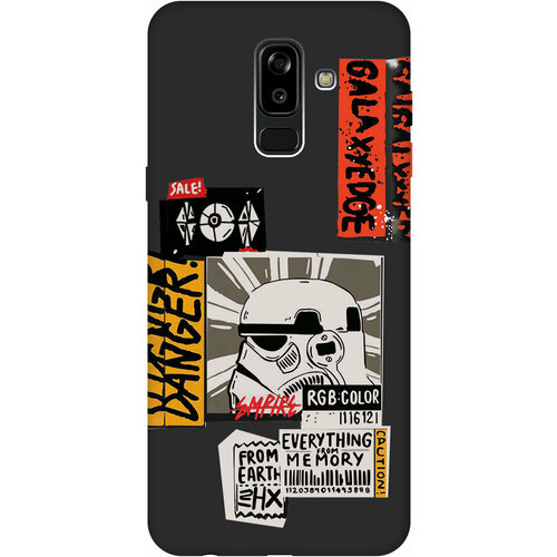 Матовый Soft Touch силиконовый чехол на Samsung Galaxy J8, Самсунг Джей 8 с 3D принтом Stormtrooper Stickers черный матовый soft touch силиконовый чехол на samsung galaxy j8 самсунг джей 8 с 3d принтом kiss черный