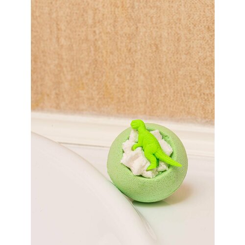 Бомбочка для ванн (бурлящий шар - гейзер) Bomb Master Динозаврики 130 гр, зелёная пена для ванны твёрдая натуральная