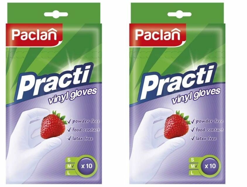 Paclan Перчатки виниловые Practi, 5 пар, размер M, цвет прозрачный - 2 шт