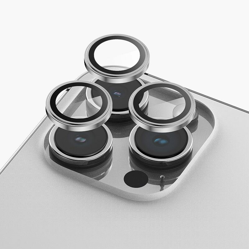 Линзы (стекла) Keephone для защиты камеры iPhone 15 Pro / 15 Pro Max / Серебристый