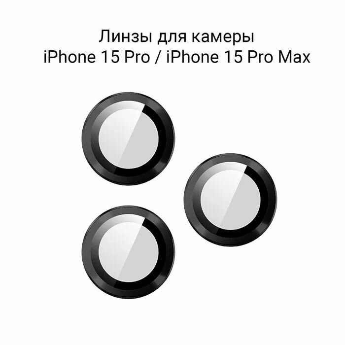Линзы (стекла) Eurocell для защиты камеры iPhone 15 Pro / 15 Pro Max / Черный
