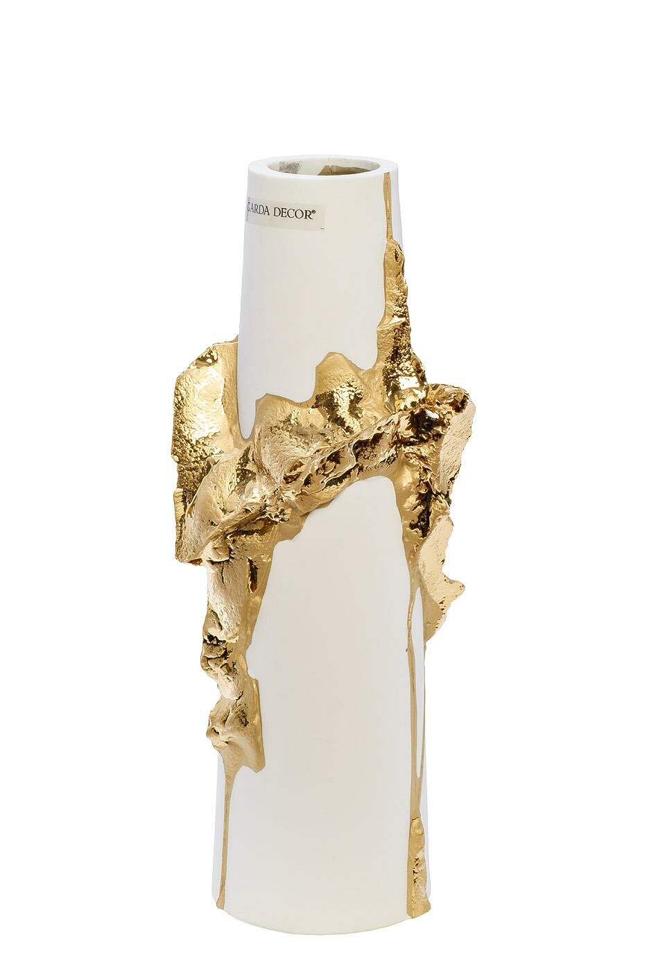 Ваза Garda Decor 55RD5203L Ваза керамическая белая с золотым декором 13*9*30см арт. 55RD5203L