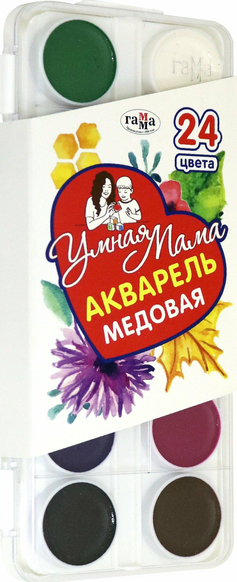 Акварель 24 цвета "Умная Мама" (212089) ГАММА - фото №2