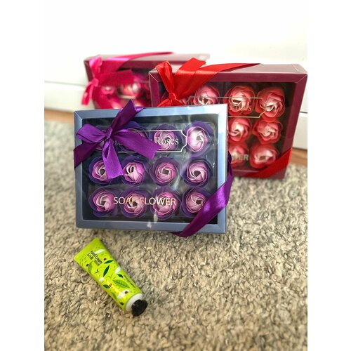 Подарочный набор из мыла с мишкой/Подарочный набор женский/Цветы из мыла/Подарок на 8 марта, День Рождения