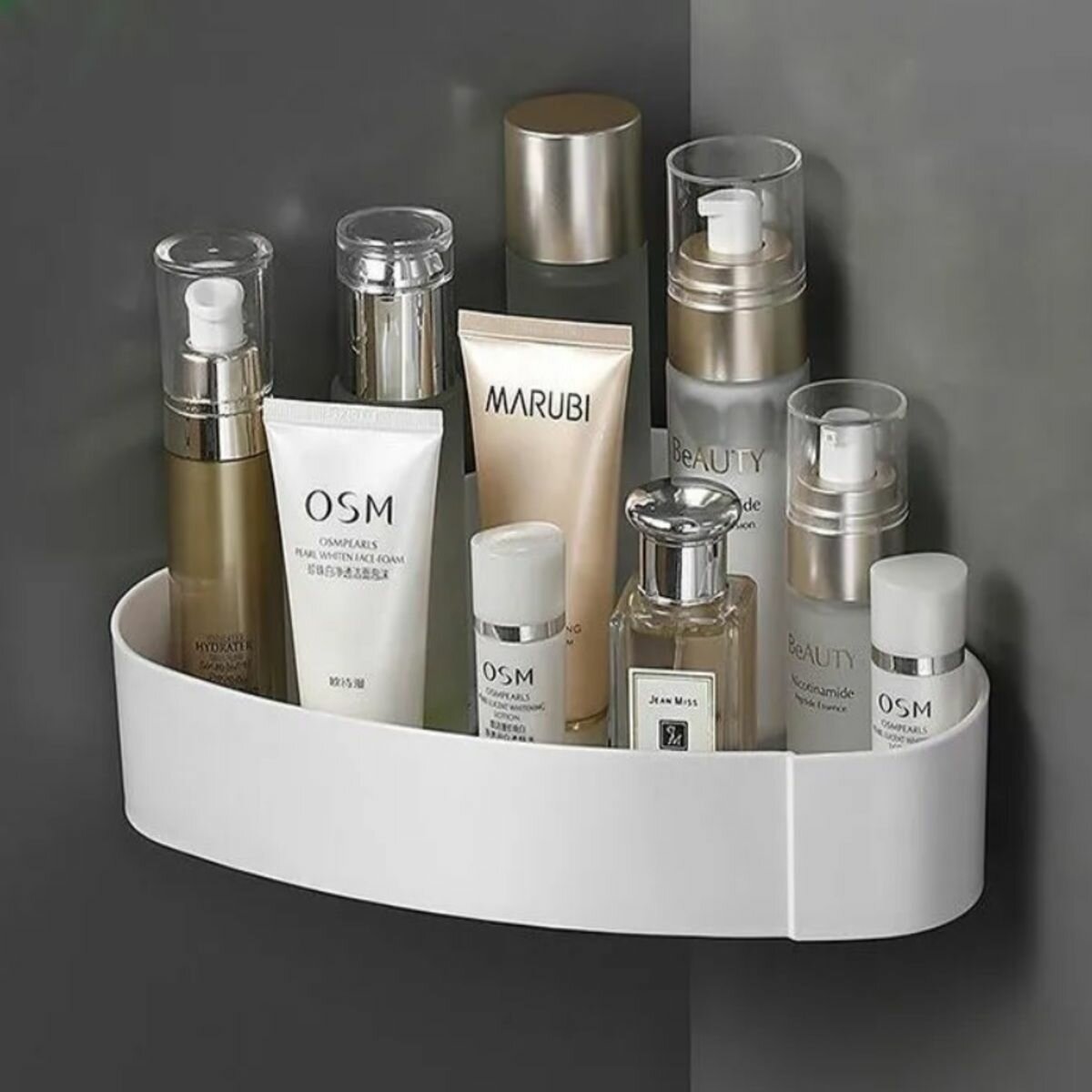 фото Полка для ванной комнаты угловая 1шт. Белая