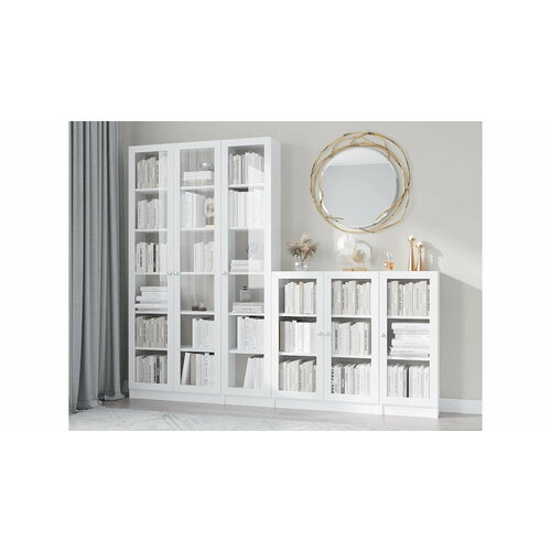 фото Шкаф книжный билли 85 по мотивам ikea икея белый фасадный 0101, 240*30*202 см, лдсп с рамкой мдф goodform