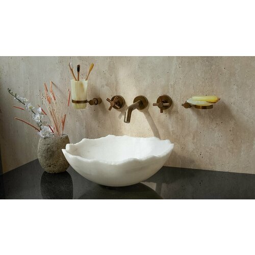 Мраморная раковина для ванной Sheerdecor Flores 966426112 из белого натурального камня (34 x 34 x 13 см)