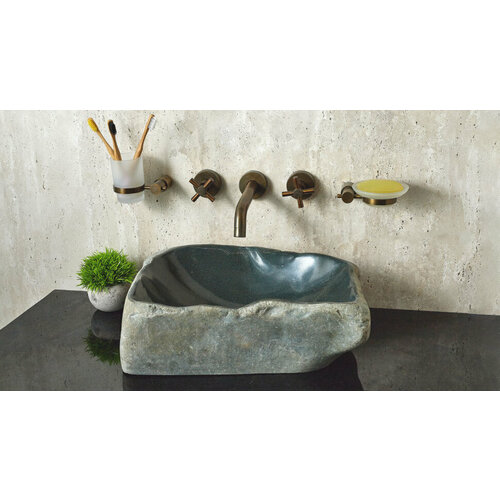 Гранитная раковина для ванной Sheerdecor Piedra 00506911294 из черного речного камня гранита