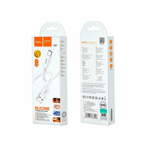 Кабель X87 USB Micro USB 1M 24A HOCO белый 298₽