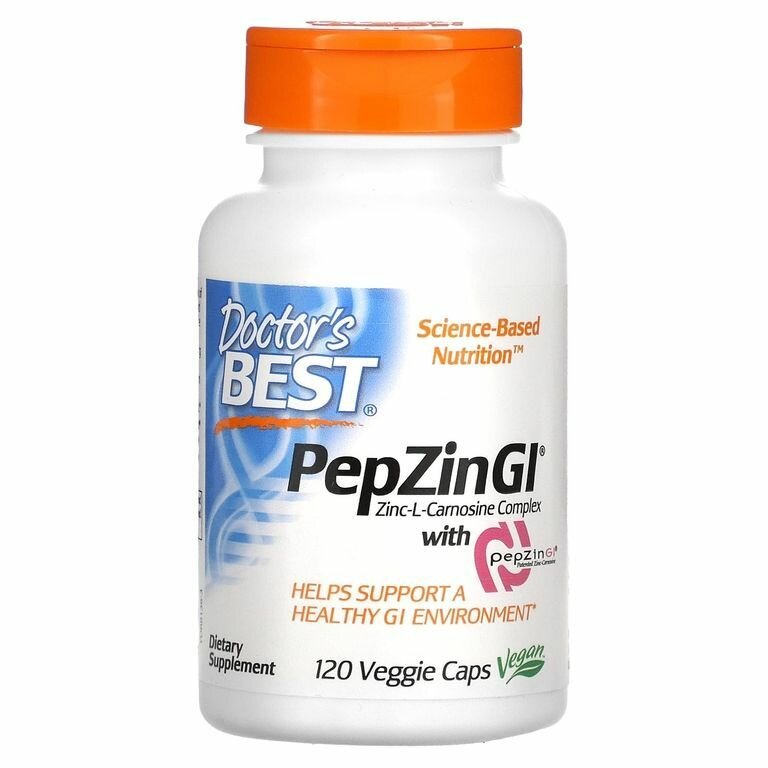 Doctor's Best, Цинк-L-карнозин, комплекс с PepZin Gl, 120 капсул