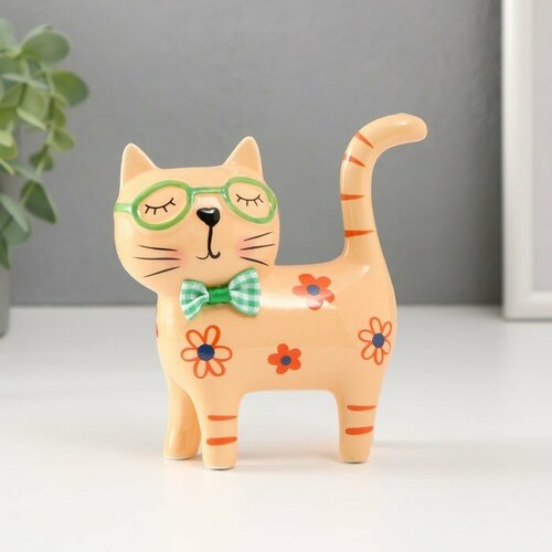 SUI Сувенир керамика Кошечка в зелёных очках в цветочках жёлтый 116х43х115 см 1354₽