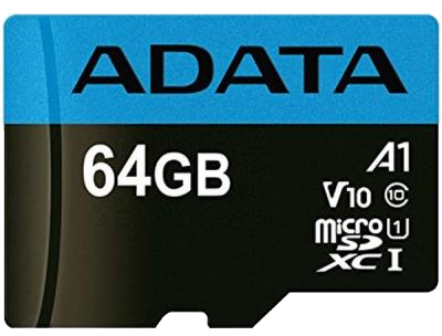 ADATA Карта памяти ADATA MicroSD XC 64 ГБ class 10 (10 A1 V10 UHS-I U1)