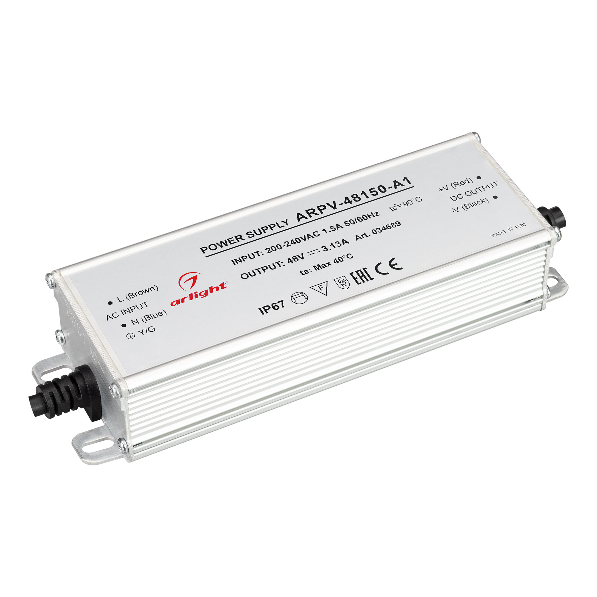 034689 Блок питания ARPV-48150-A1 (48V, 3.13А, 150W) (Arlight, IP67 Металл)