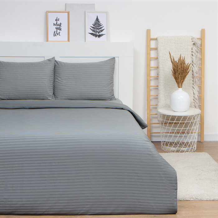 Комплект постельного белья LoveLife 1.5 сп Gray line 143*215 см, 150*230 см, 50*70 см -2 шт, страйп-сатин, 100%п/э