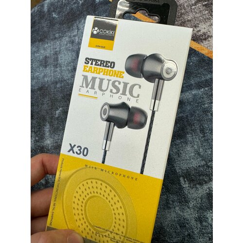 Проводные наушники капельки с микрофоном Cokike X30 95 Дцб 130см 16 Ом разъем 35мм для старых телефонов магнитолы радио MP3-плеера VR-оч 588₽