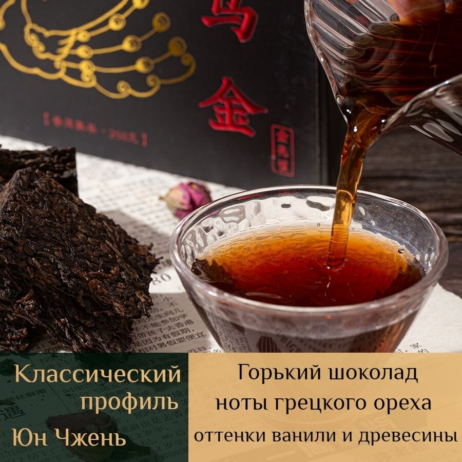 Шу пуэр Черное золото кирпич 2023 Юн Чжен / Yong Zhen / 250г — фото 1
