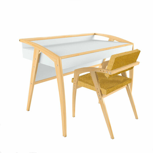 Комплект письменный стол и стул Бруно белыйохра велюр 26840₽