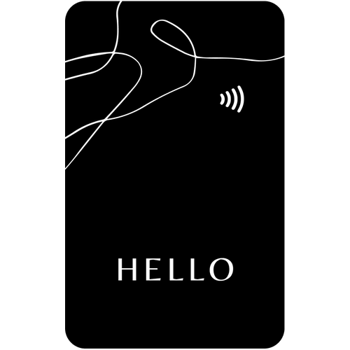 NFC-визитка с минималистичным дизайном HELLO вертикальная, черная