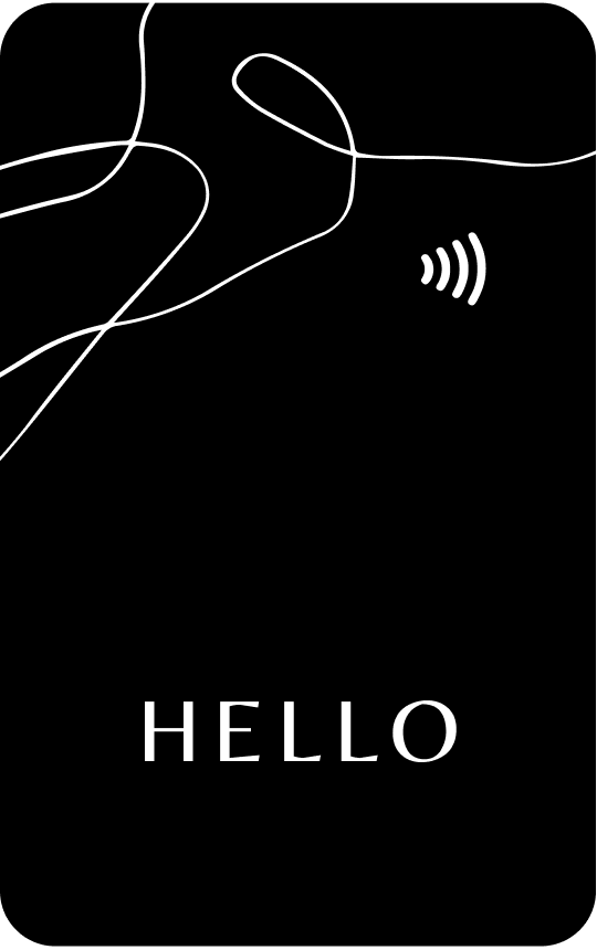 NFC-визитка с минималистичным дизайном "HELLO" вертикальная, черная