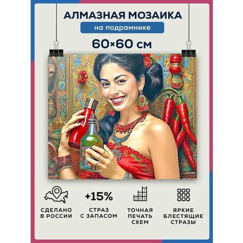 Алмазная мозаика 60x60 Красивая девушка на подрамнике алмазная мозаика 60x60 девушка и пёс на подрамнике