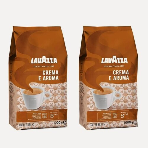 Изображение товара Кофе в зернах Lavazza "Crema e Aroma", средняя обжарка, шоколадный вкус, 1кг, 2 упаковки