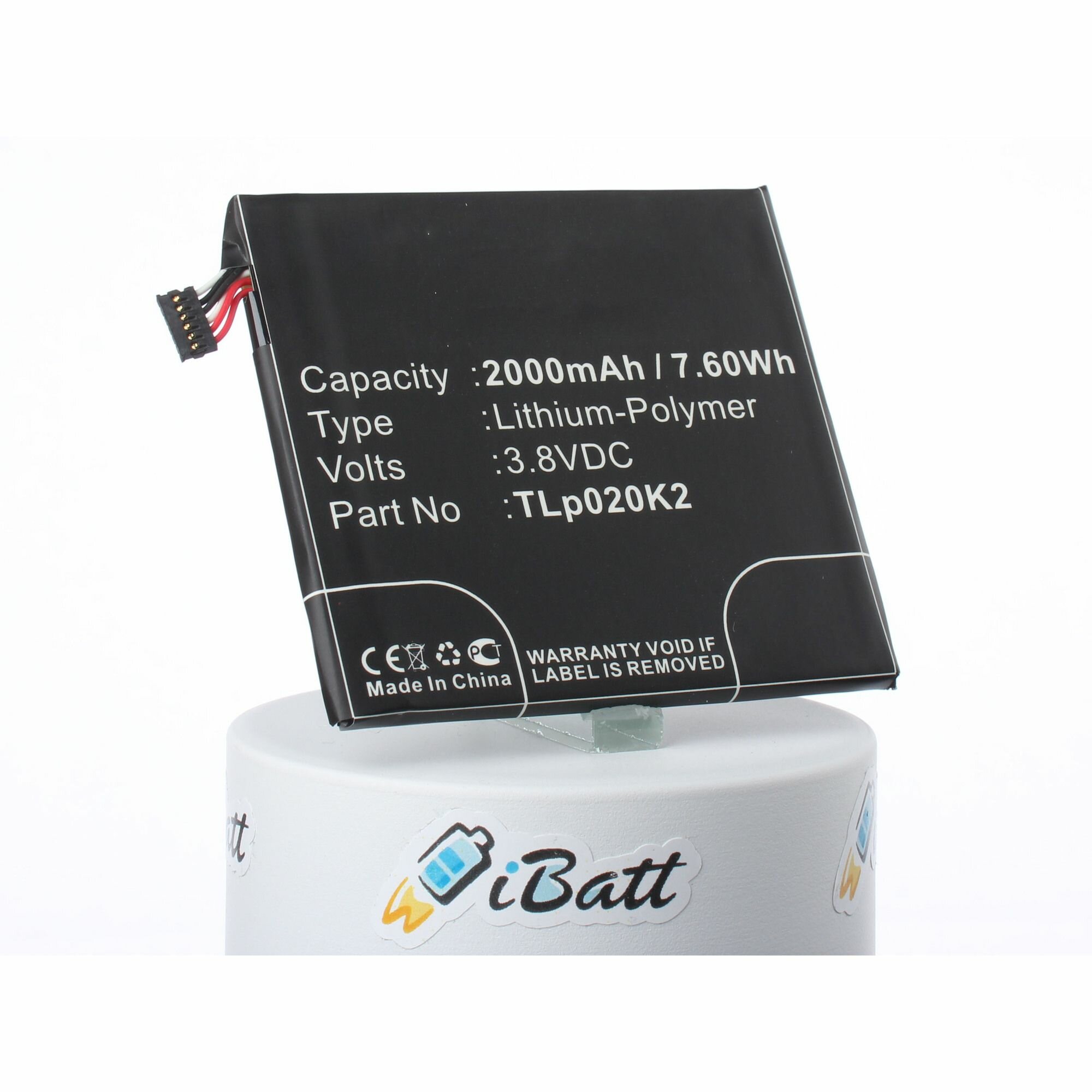 Аккумуляторная батарея iBatt 2000mAh для телефонов смартфонов Alcatel