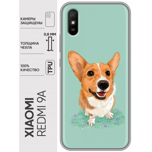 Дизайнерский силиконовый чехол для Редми 9А / Xiaomi RedMi 9A Корги полупрозрачный дизайнерский силиконовый чехол для редми 9а xiaomi redmi 9a летние принты тигр