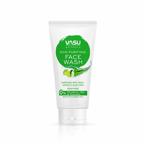 Skin Purifying FACE WASH, Vasu (Очищающий гель для умывания, с Нимом, Лимоном и Алоэ (алое) Вера, Не содержит мыла, Васу), 60 мл.