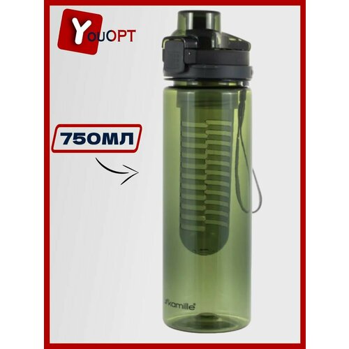 Бутылка спортивная для воды 750мл из пластика (тритан) (тёмно-синий, тёмно-зелёный, бордовый)
