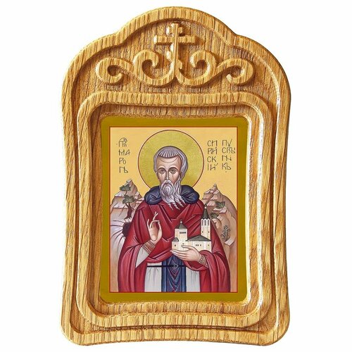Преподобный Марон Сирийский, пустынник, икона в резной деревянной рамке преподобный дамиан сирийский пустынник икона в рамке 8 9 5 см