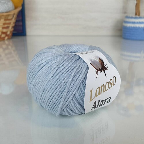 Пряжа Alara Lanoso, серо-голубой - 940, 50% хлопок, 50% акрил, 10 мотков, 50 г, 140 м.
