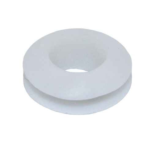 фото Втулка проходная резиновая люверс для кабеля 8мм 10 шт. установочный диаметр 10мм высота 2мм цвет белый