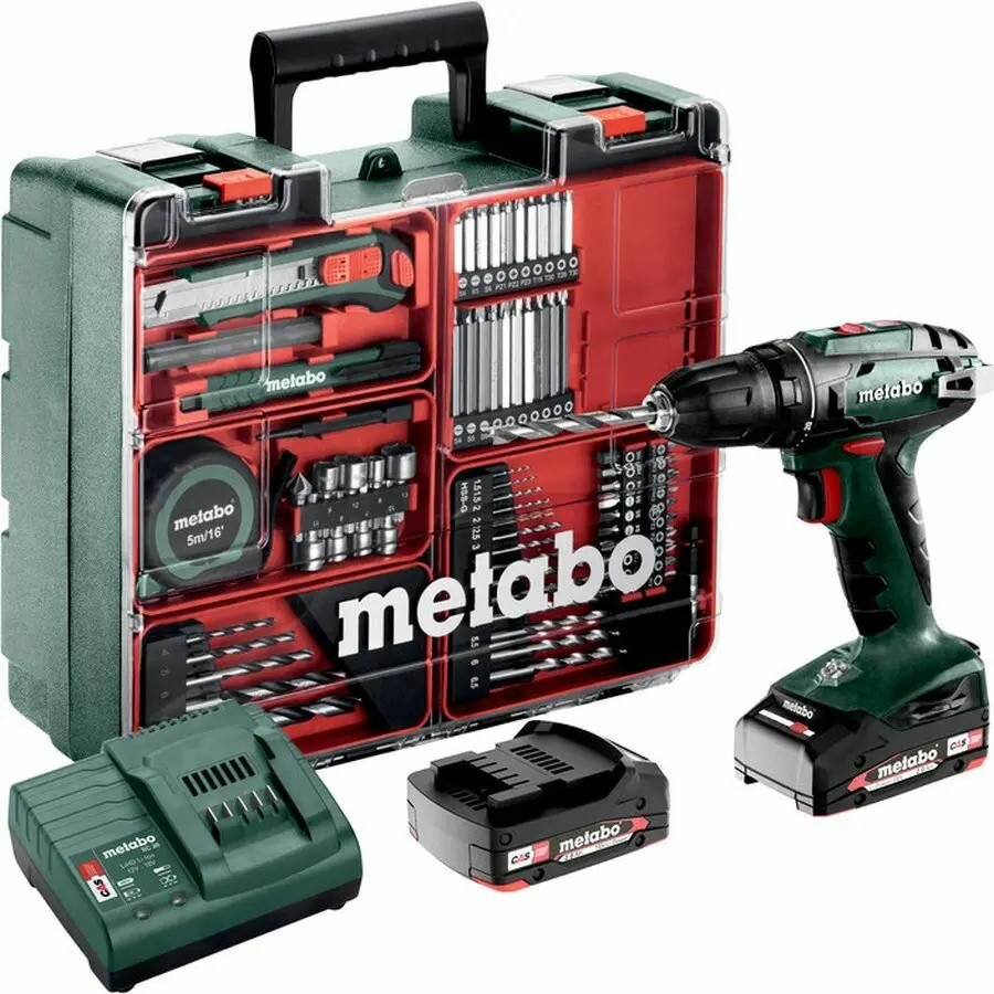 Дрель-шуруповерт METABO BS 18 SET, 2Ач, с двумя аккумуляторами [602207880]