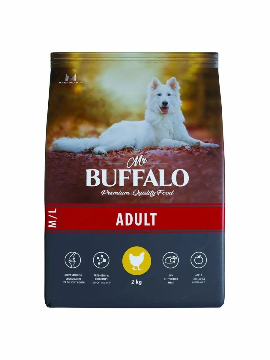 Mr.Buffalo Adult M/L Корм для собак средних и крупных пород (курица) 2кг