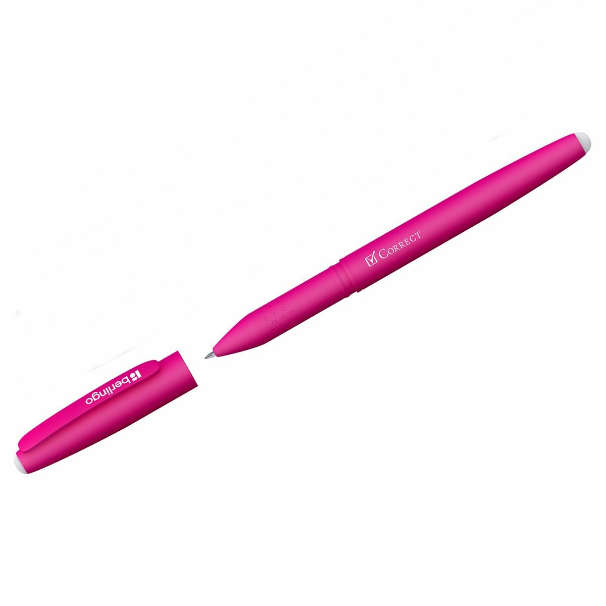 Ручка гелевая стираемая Berlingo "Correct" синяя, 0,6мм, прорезин. розовый корпус (1 шт)