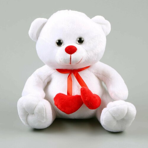 Мягкая игрушка «Медведь», с сердечками, 21 см, цвет белый мягкая игрушка медведь с сердечками 21 см цвет белый