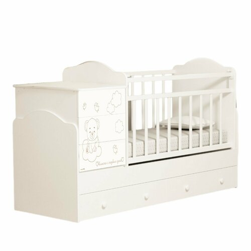 Кровать детская - трансформер 5 в 1 Маленькое чудо механизм опускания ушко Крошка Я слоновая кость 23352₽