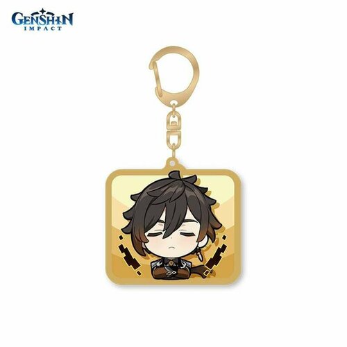 Брелок брелок genshin impact chibi expressions character acrylic keychain zhongli