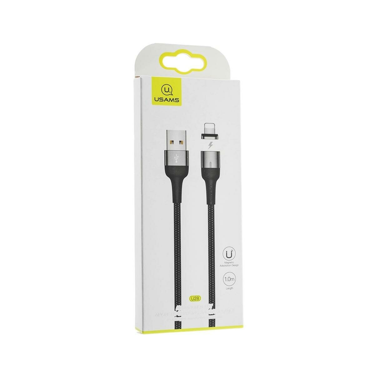 Дата-Кабель USAMS US-SJ326 U28 USB - Lightning, 2.4A (1 м) с индикатором, магнитный, нейлоновая оплетка, серый (SJ326USB03) - фото №4