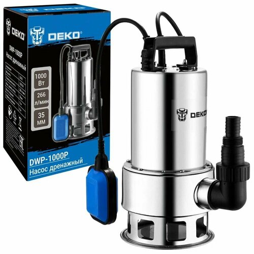 Дренажный насос для грязной воды Deko DWP-1000P грязевая поплавок 220В 1000Вт нержавеющая сталь 076-0543 7260₽