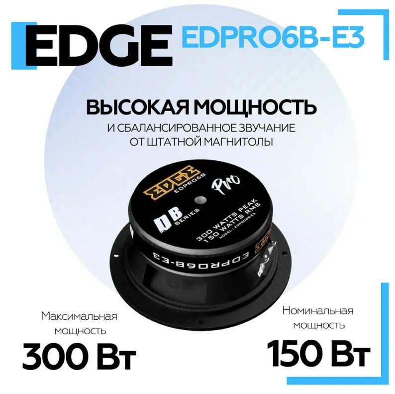 Колонки 16.5 см (6"5) автомобильные EDGE EDPRO6B-E3 (2шт) среднечастотные