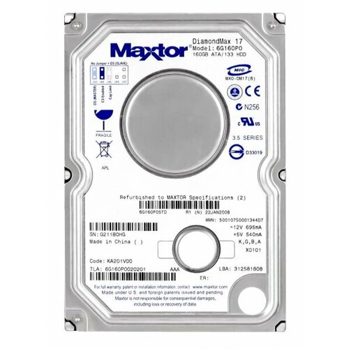 Жесткий диск Maxtor 6G160P0 160Gb 7200 IDE 35 HDD 5960₽