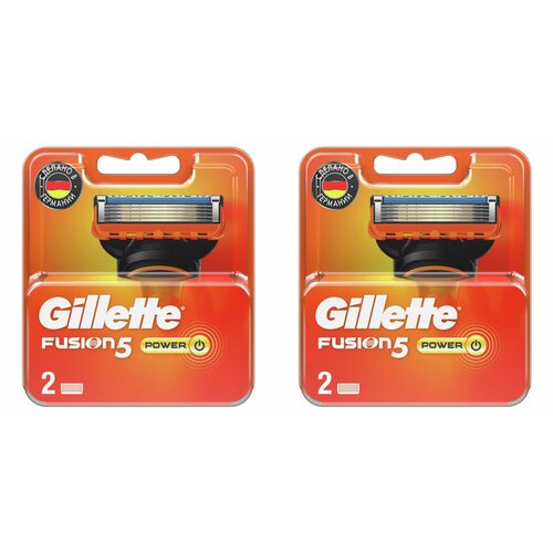 сменные кассеты для бритвы 2шт gillette fusion5 proglide 2 шт Gillette Сменные кассеты для бритья FUSION Power, 2шт/уп - 2 уп