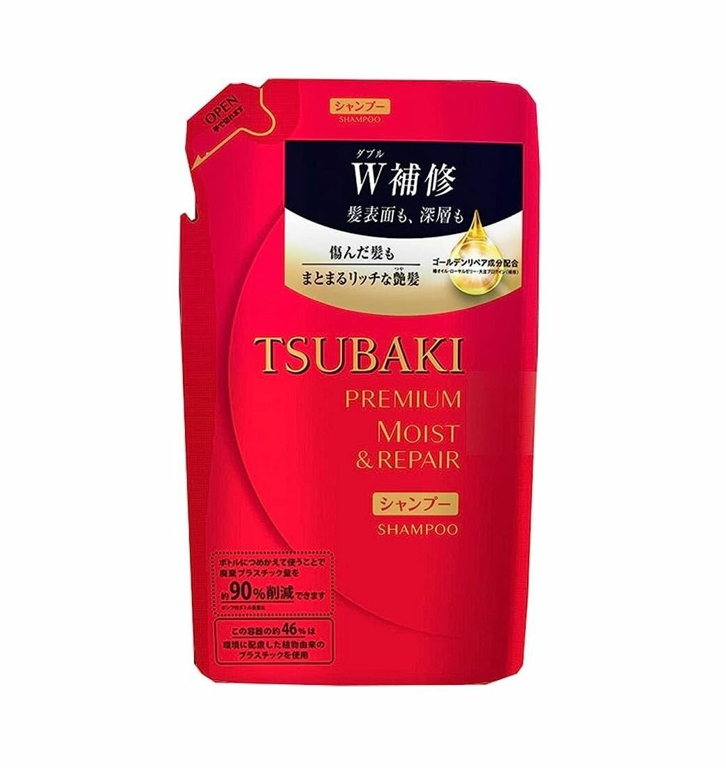 Увлажняющий шампунь для волос с маслом камелии Tsubaki Premium Moist, сменная упаковка, 330 мл