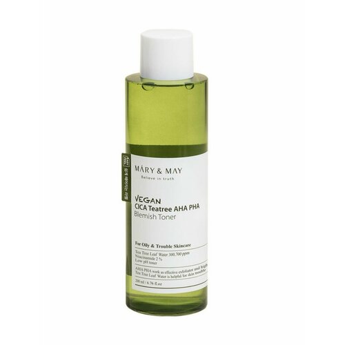 Успокаивающий тоник для проблемной кожи Mary&May Vegan CICA Tea Tree AHA PHA Toner 200 мл