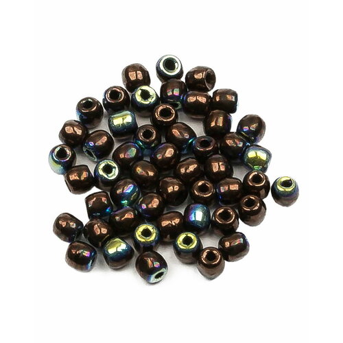 Стеклянные чешские бусины, круглые, Glass Pressed Beads, 2 мм, цвет Jet Bronze AB, 50 шт.